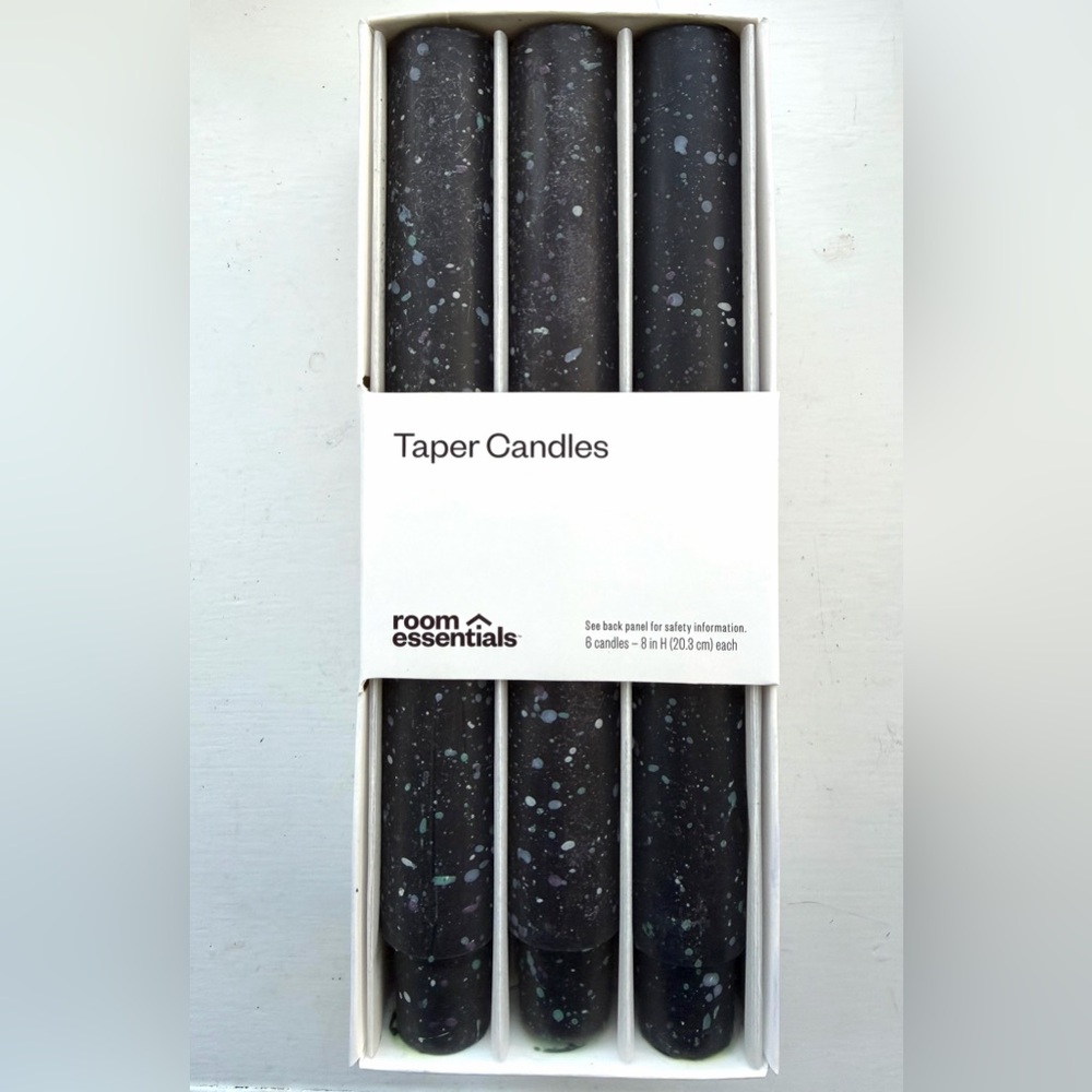Set of Black Speckled Taper Candles by Room Essentials